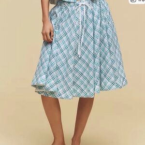 Maeve Turquoise Plaid A-Line Skirt